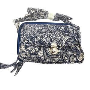 Nicole's Boutique cross Body purse wallet navy and white NWT